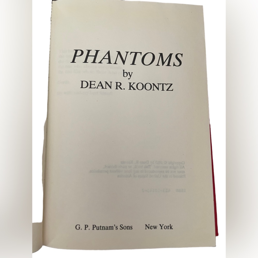 Vintage Copy of Phantoms Dean R Koontz Novel No Dustjacket Very Good Condition